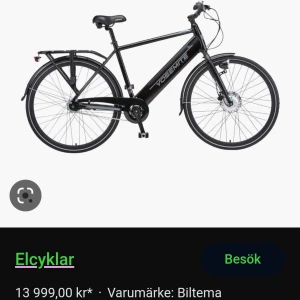 Ellcykel till billig pris!  - Byggkvalitet Ram i aluminium. Pakethållaren tycks stadig. Förstärkta ekrar. Skärmar i kraftig  Utrustning Shimano Nexus med 6 växlar! Med följer manual,kvitto!!  Obs ! En ägare   Fotbroms bak, fälgbroms fram o bak.  Ddt fknns mer info skriv / bud /byte