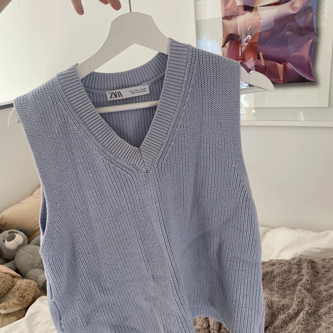 Stickad blå Zara väst