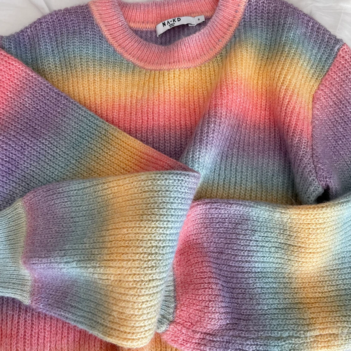Stickad tröja med rund hals, S, NAKD - 90