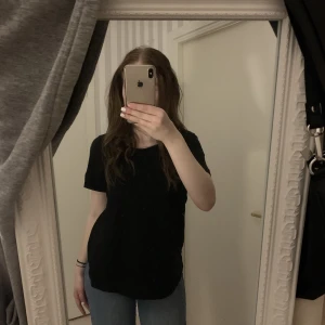 Svart T-shirt  - Svart t-shirt i storlek l men skulle mer säga att den är som en m/s, tröjan har en liten ficka på ena bröstet 