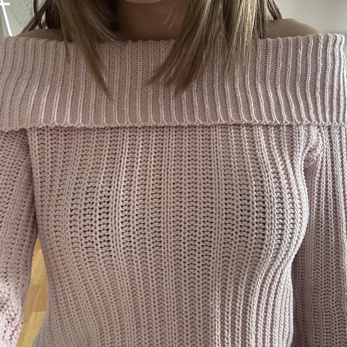 Ljusrosa stickad tröja - 90