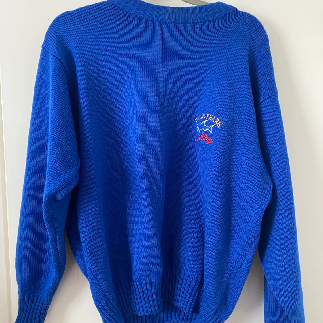 Vintage Stickad tröja blå stl L - 90