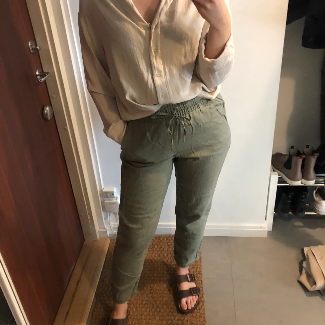 Gröna linnebyxor - 90