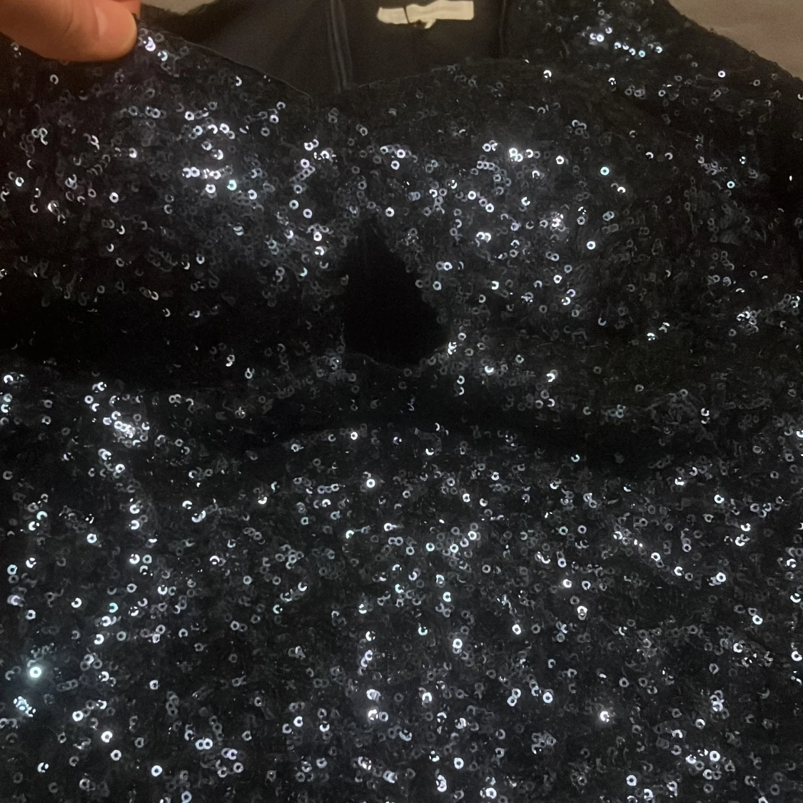 Blå paljettklännig st M-S - 90