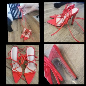Pumps - Nya fina röda pumps med snörning. Endast provade. Storlek 36.