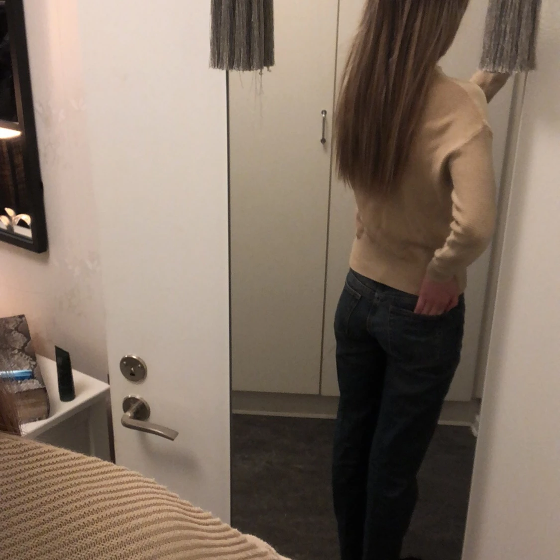 Beige stickad tröja  - 91