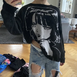 knitted sweater - stickad tröja med anime tryck där framme! (tror det är fubuki för alla mina OPM fans), oversize i storleken, frakt tillkommer!