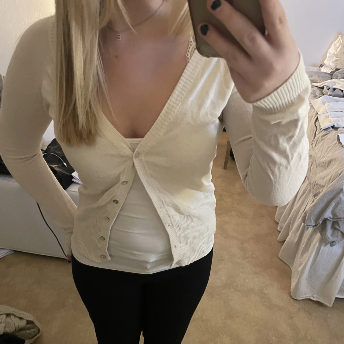 Vit kofta/tröja - 90