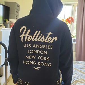 Hollister huvtröja - Fin huvtröja från Hollister. Fint skick. Något kortare i modellen. Fina detaljer nertill och text på ryggen. Köpt i USA.