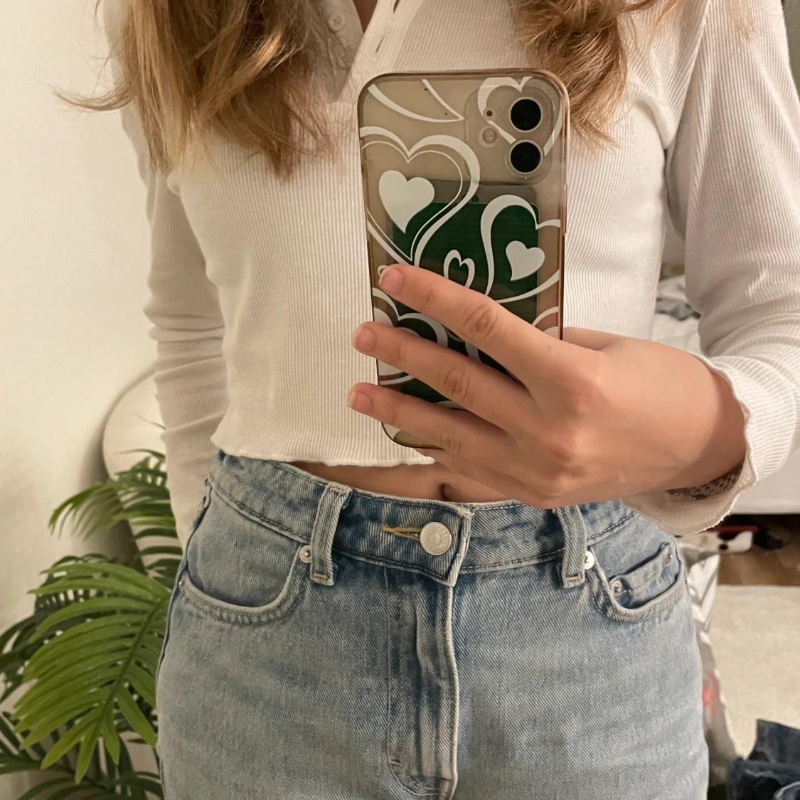 Vit långärmad tröja strl. xs - 90