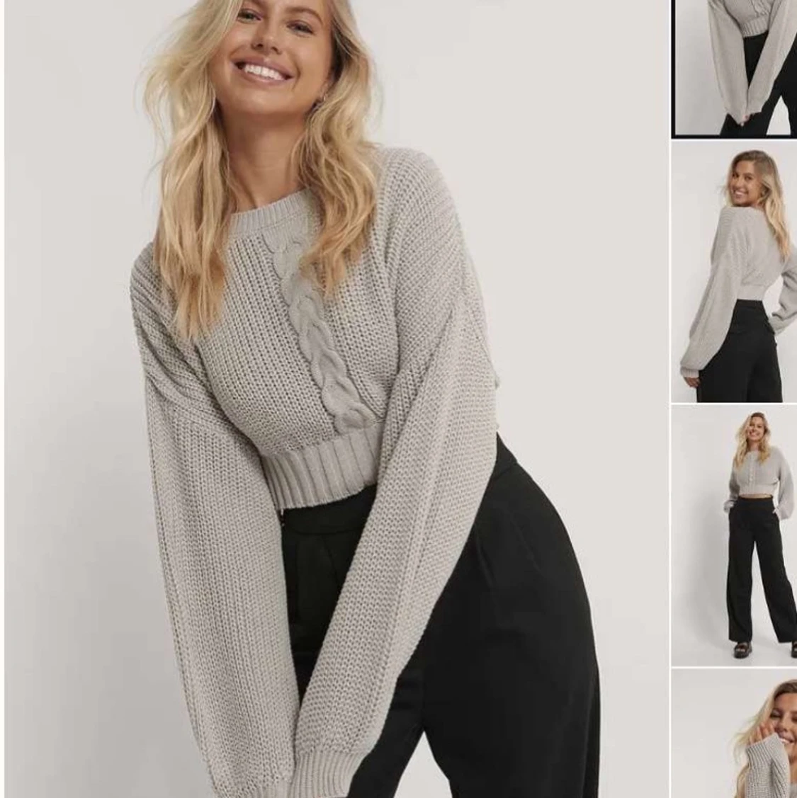 beige kabelstickad tröja från nakd