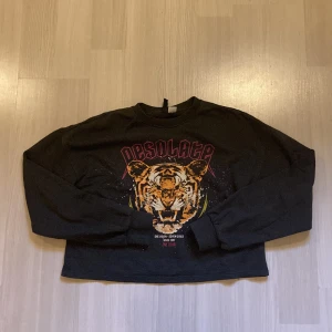 Sweatshirt  - En jättefin sweatshirt med ett tryck på en tiger på. jättefint skick och säljs för 60kr. Storlek xs.