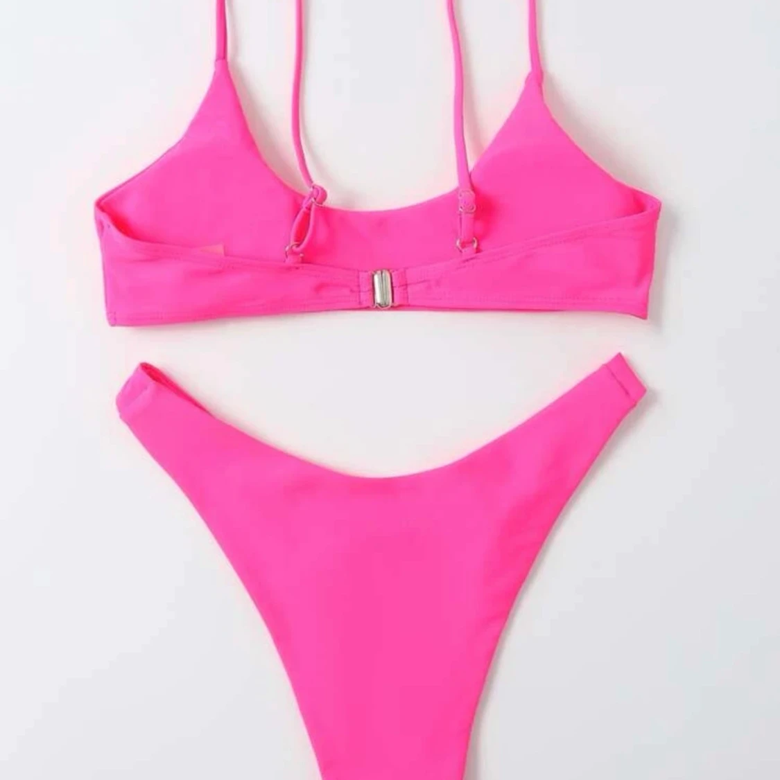 Shein Bikini i S med högmidjade trosor skrikrosa - 91