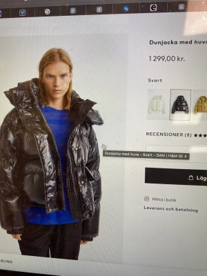 Puffer gloss dunjacka med fickor  - Säljer nu min svarta jacka från HM, använd 4 ggr- som ny 