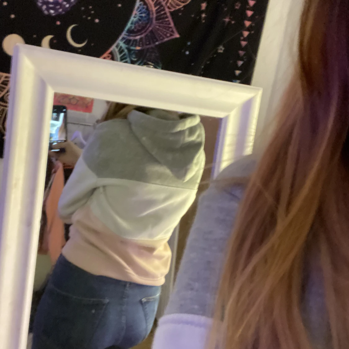 Hoodie rosa vit och grå - 90