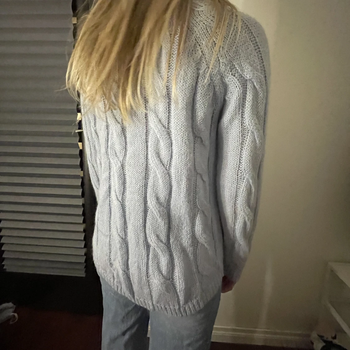 Blå Stickad tröja  - 90