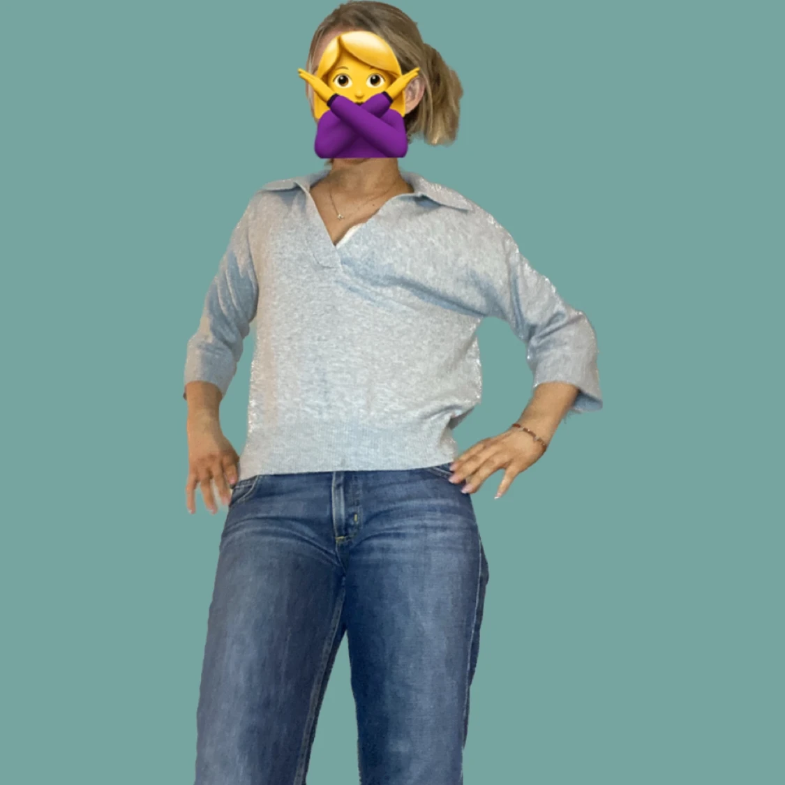 otroligt snygg trekvarts ärmad stickad tröja😍 använd 1 gång stl XS  - 91