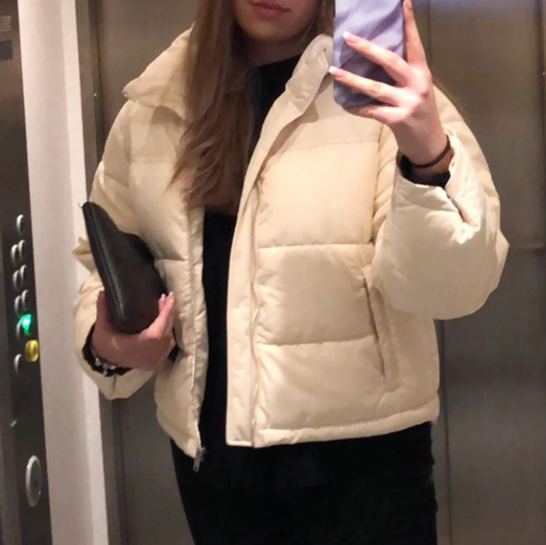 Creme vit puffer jacka!