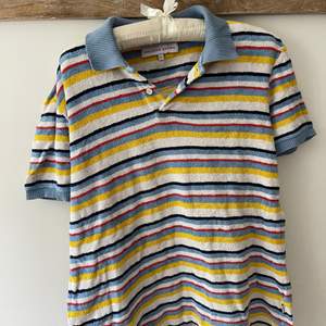 Colorful striped terry cloth collard shirt 
