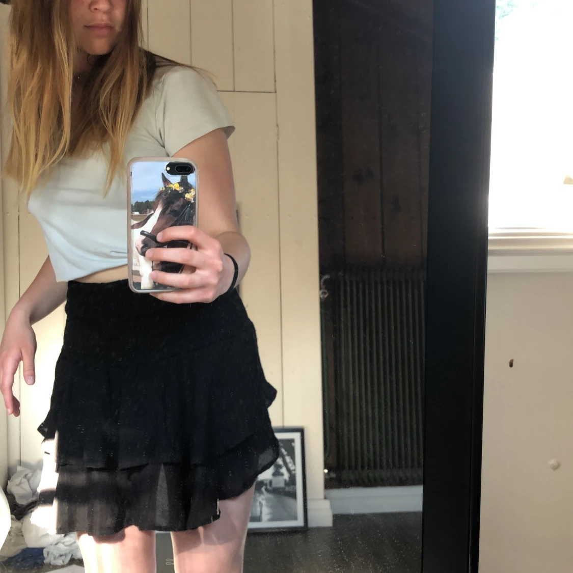 Svart volangkjol - 90