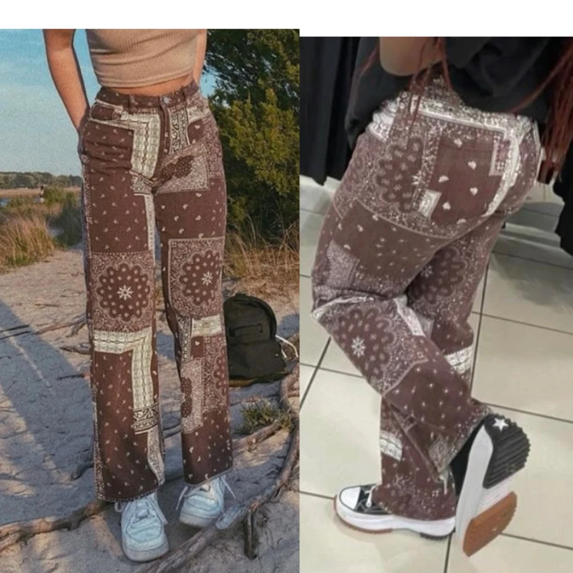 Coola bruna mönstrade jeans/byxor - 90