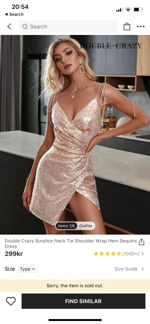 Glittrig klänning  - Aldrig använd. Banden går att justera eftersom man knyter dem.