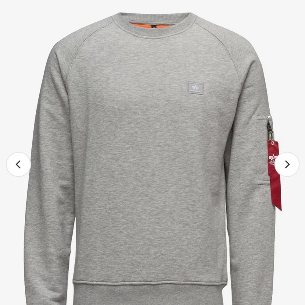 Grå alpha industries sweatshirt, i fint skick. Skickat bilder på tröjan jag säljer vid intresse. . Tröjor & Koftor.