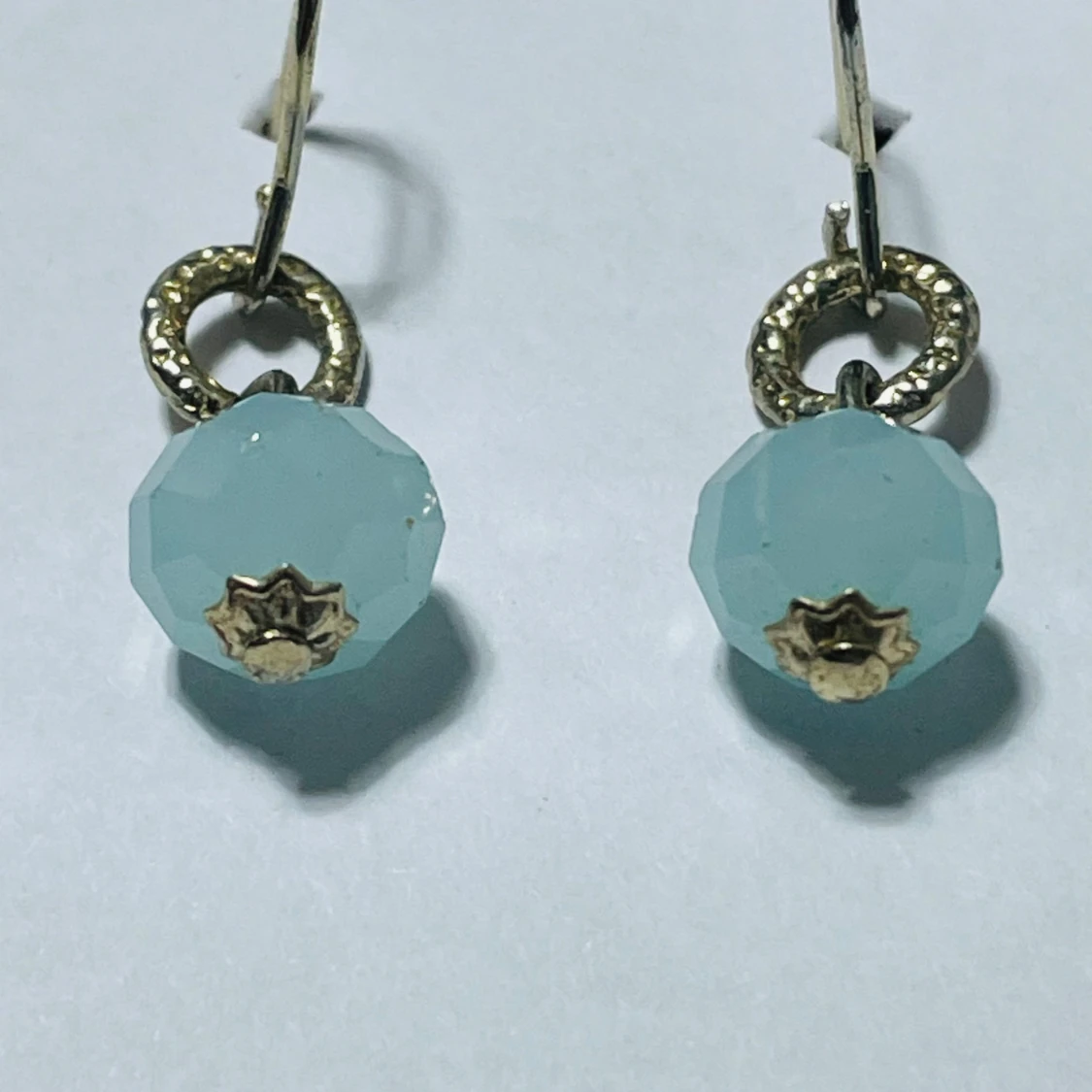 Earrings with light blue faceted glass beads - 3