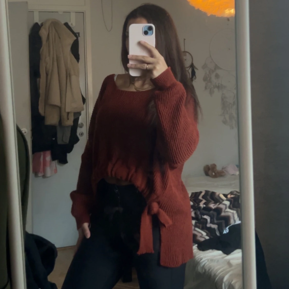 Rostfärgad stickad tröja från stajl  - 1