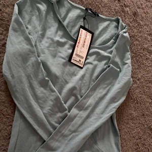 Ljusblå långärmad topp - Säljer en stilren ljusblå långärmad topp. Perfekt för en avslappnad look. Toppen har en rund halsringning och är tillverkad i ett mjukt material som känns skönt mot huden.