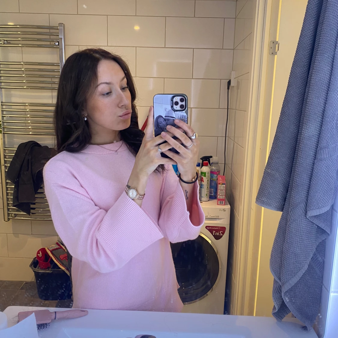 Ljusrosa stickad tröja - 1