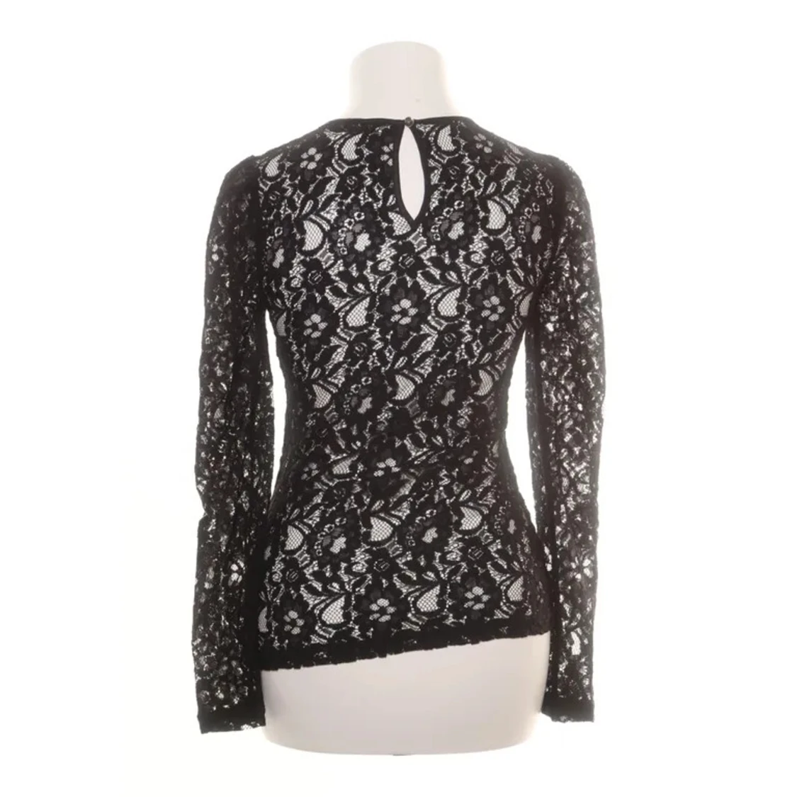 Svart spetsblus med liten puff ärm - 2