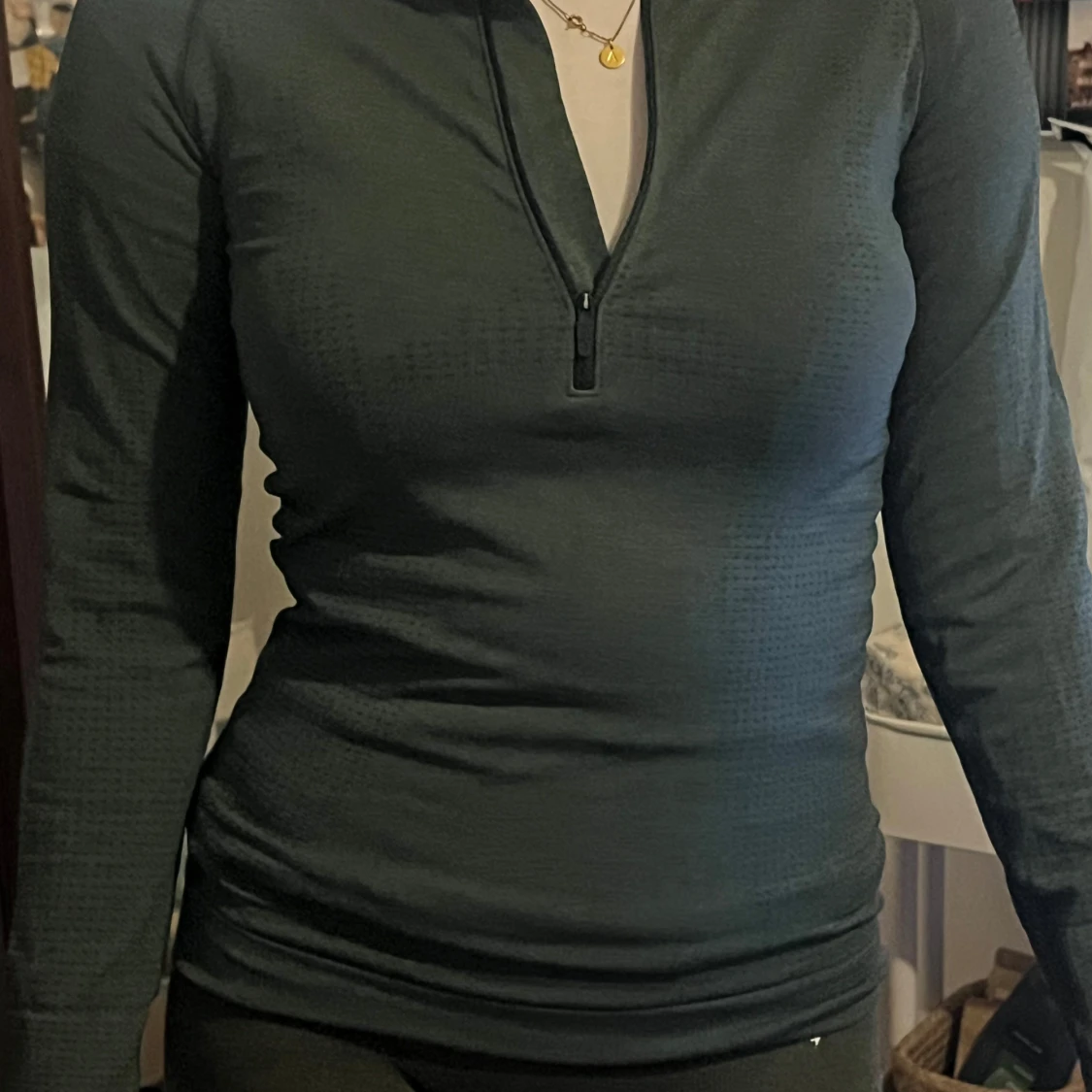 Mörkgrön träningströja med half zip Gymshark - 3