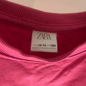 Rosa t-shirt från Zara - Säljer en snygg rosa t-shirt från Zara. Den har en klassisk rund halsringning och korta ärmar. Perfekt för en avslappnad stil. Passar bra till jeans eller shorts.