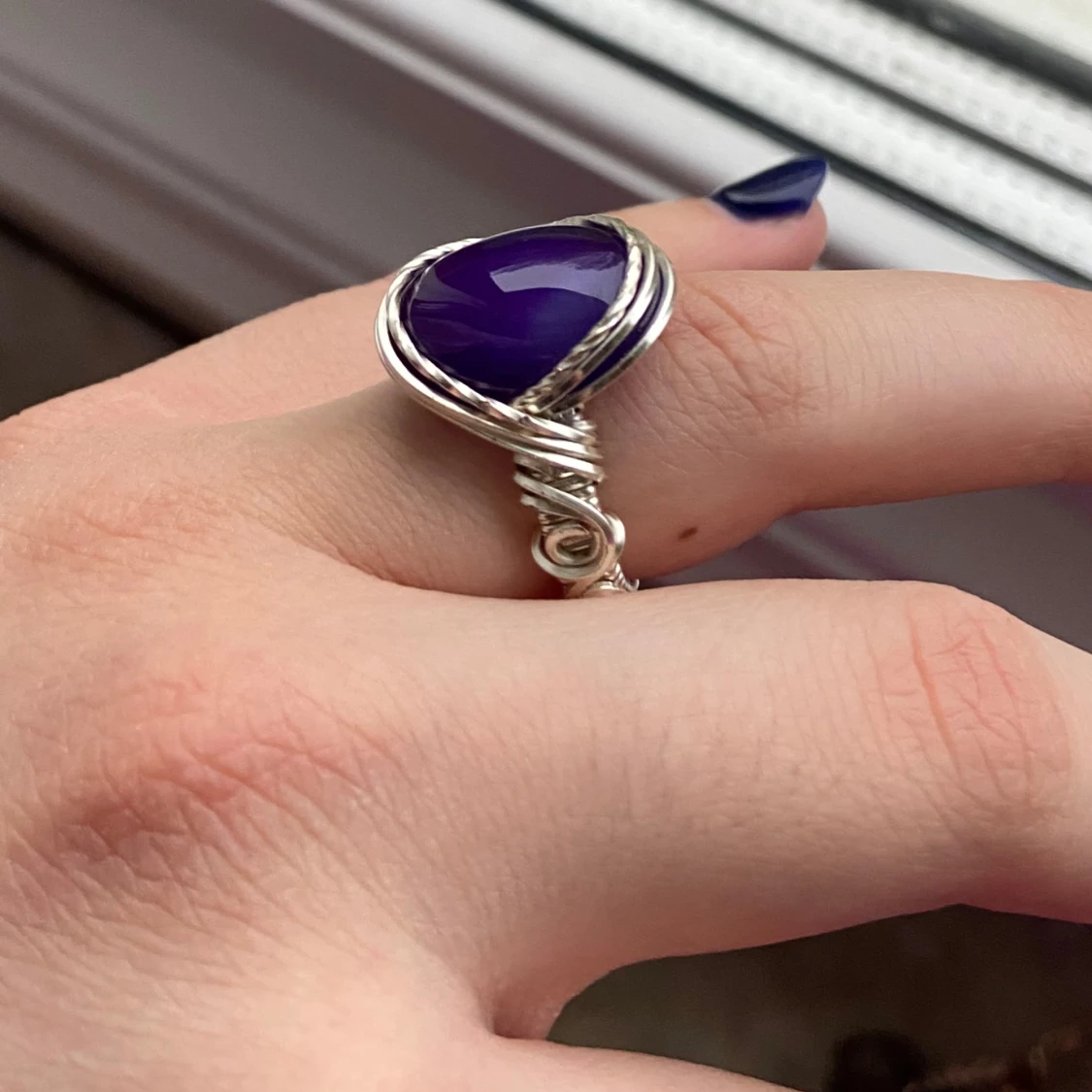 Silverring med lila sten - 2