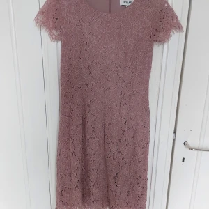 Rosa spetsklänning från Dry Lake - Säljer en superfin rosa spetsklänning från Dry Lake. Klänningen har korta ärmar och är täckt av vacker blommig spets. Perfekt för speciella tillfällen när du vill känna dig extra fin! Fint skick, inga defekter. Pris kan diskuteras!
