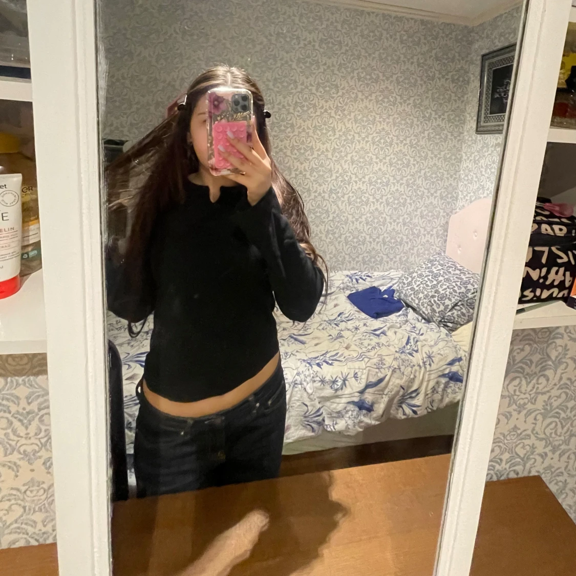 Svart långärmad tröja i bomull