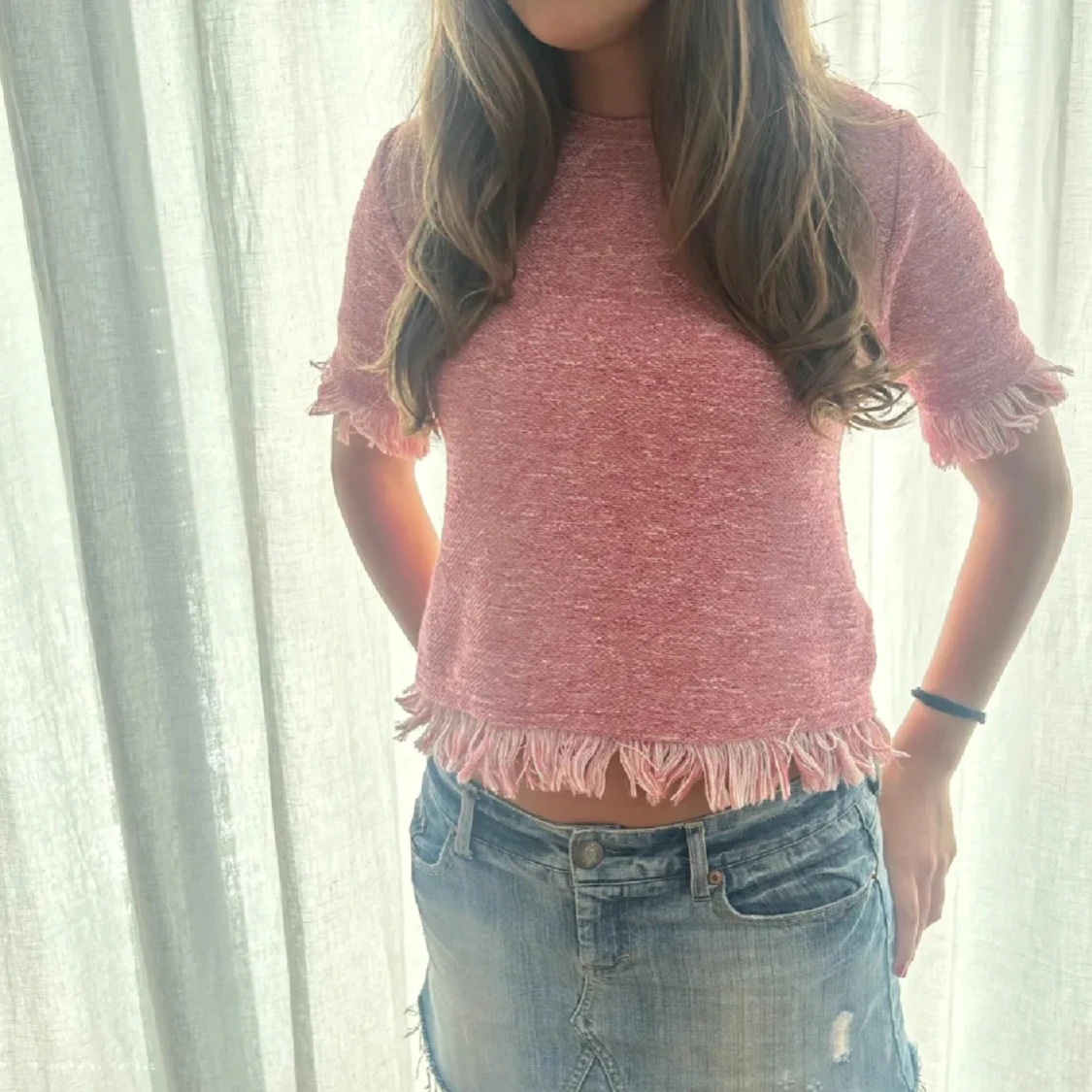 Rosa tweed topp  - 1