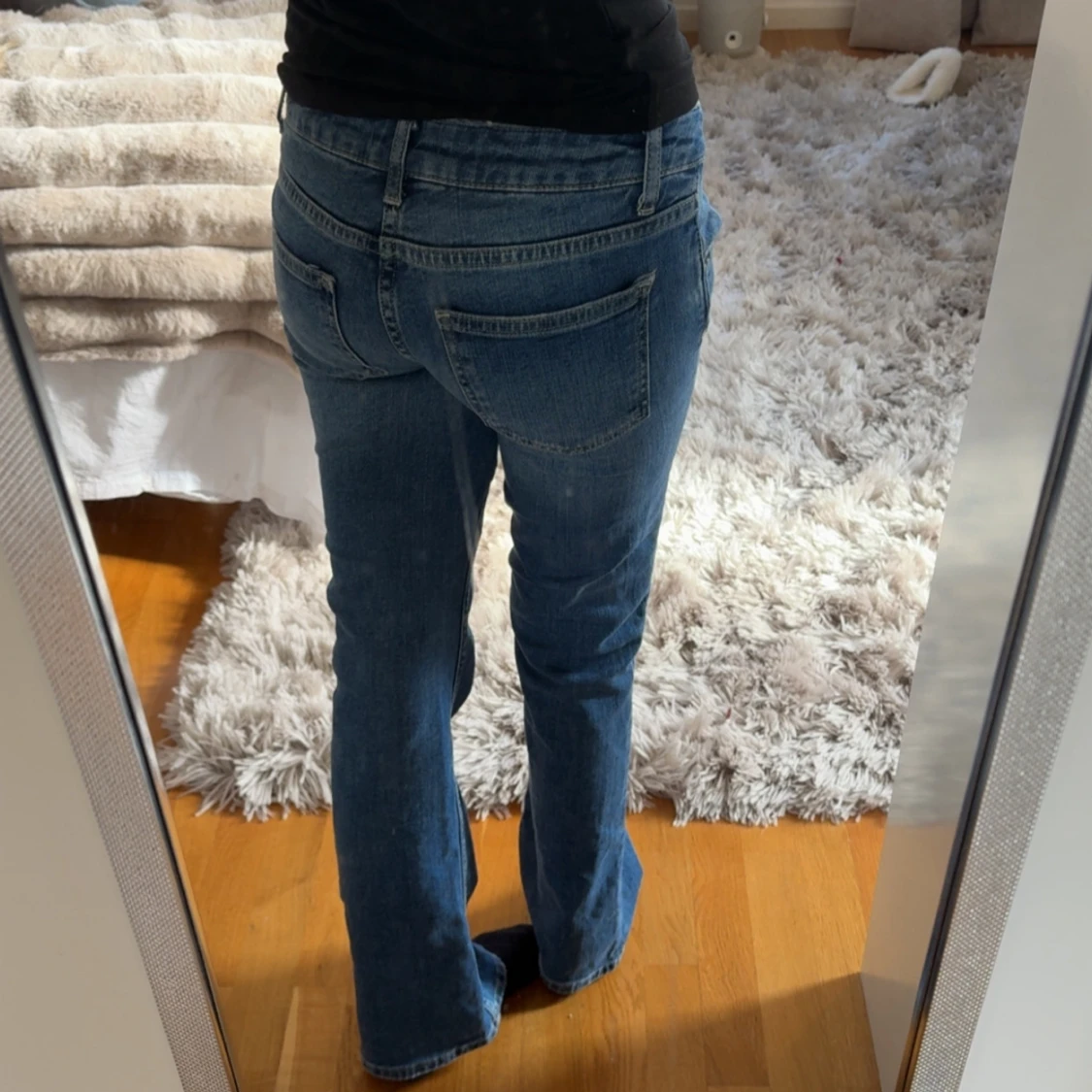 blå lågmidjade bootcut jeans - 1