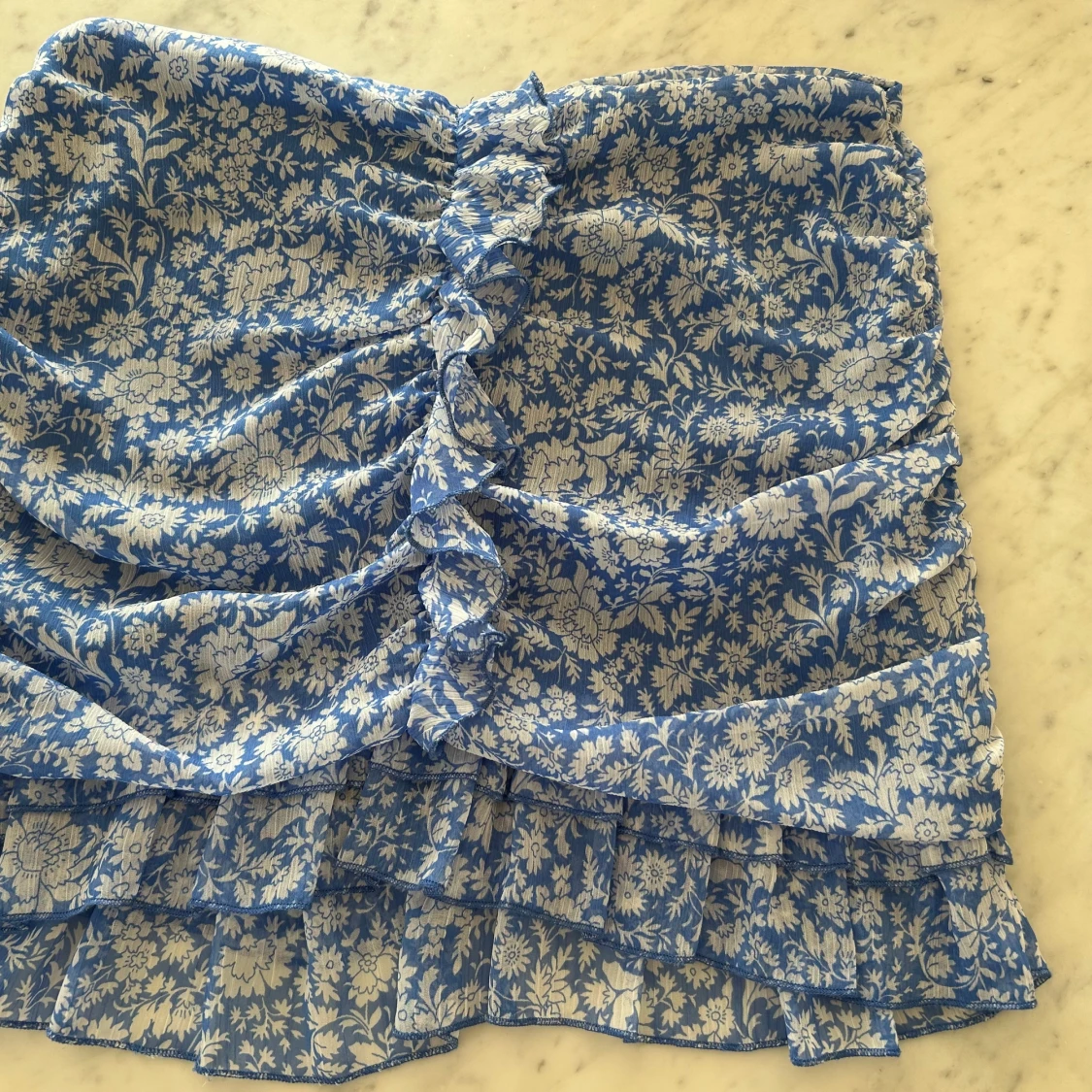 Ny Blåvit blommig volangkjol