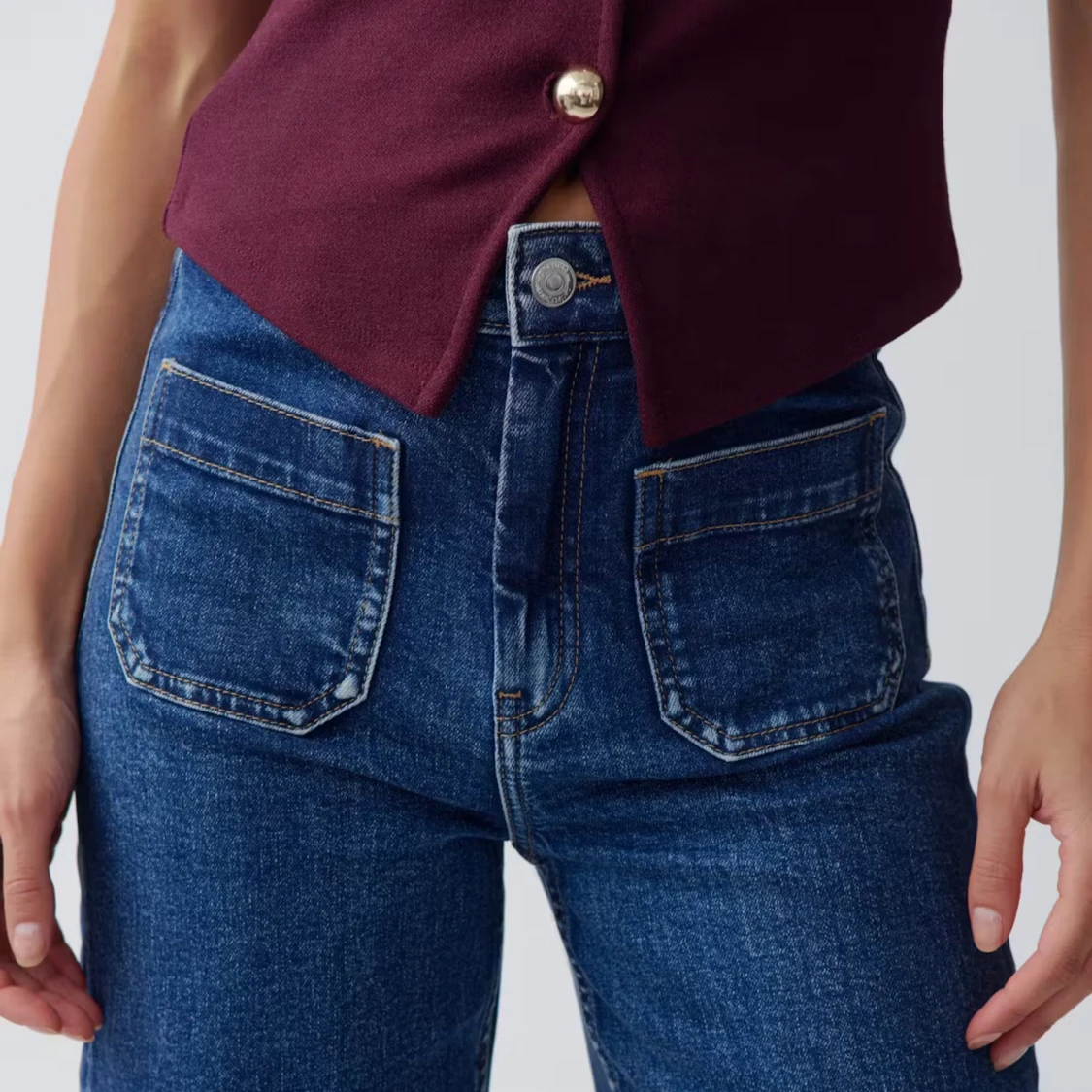 Blåa wide jeans med hög midja - 1
