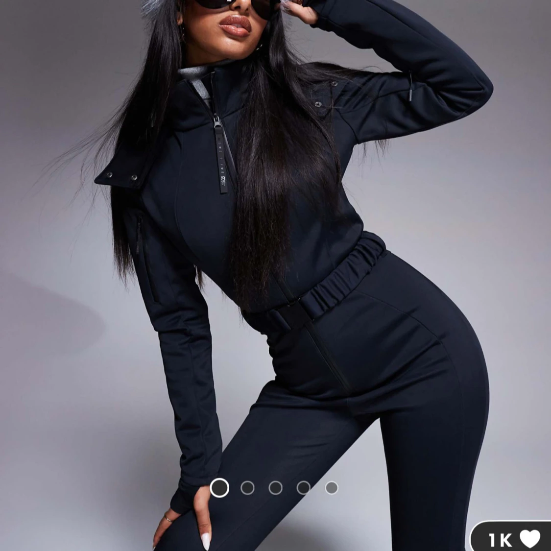 Svart skid jumpsuit med bälte - 3