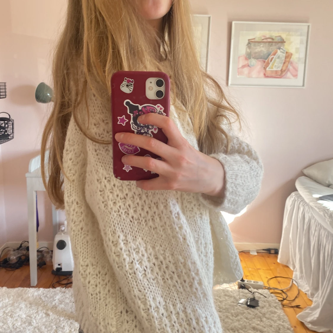 Vit stickad tröja - 1