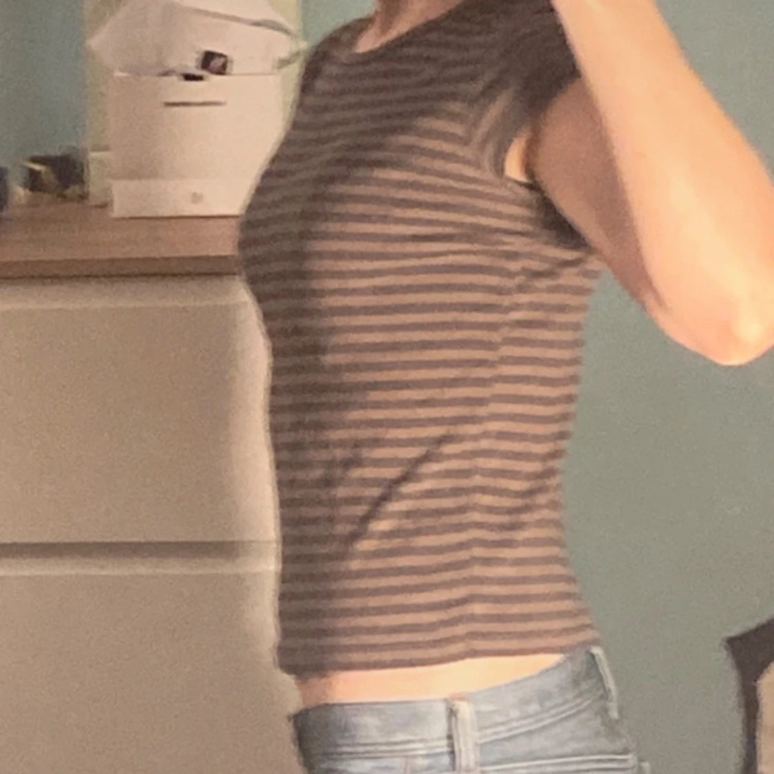 Randig kortärmad topp - 1