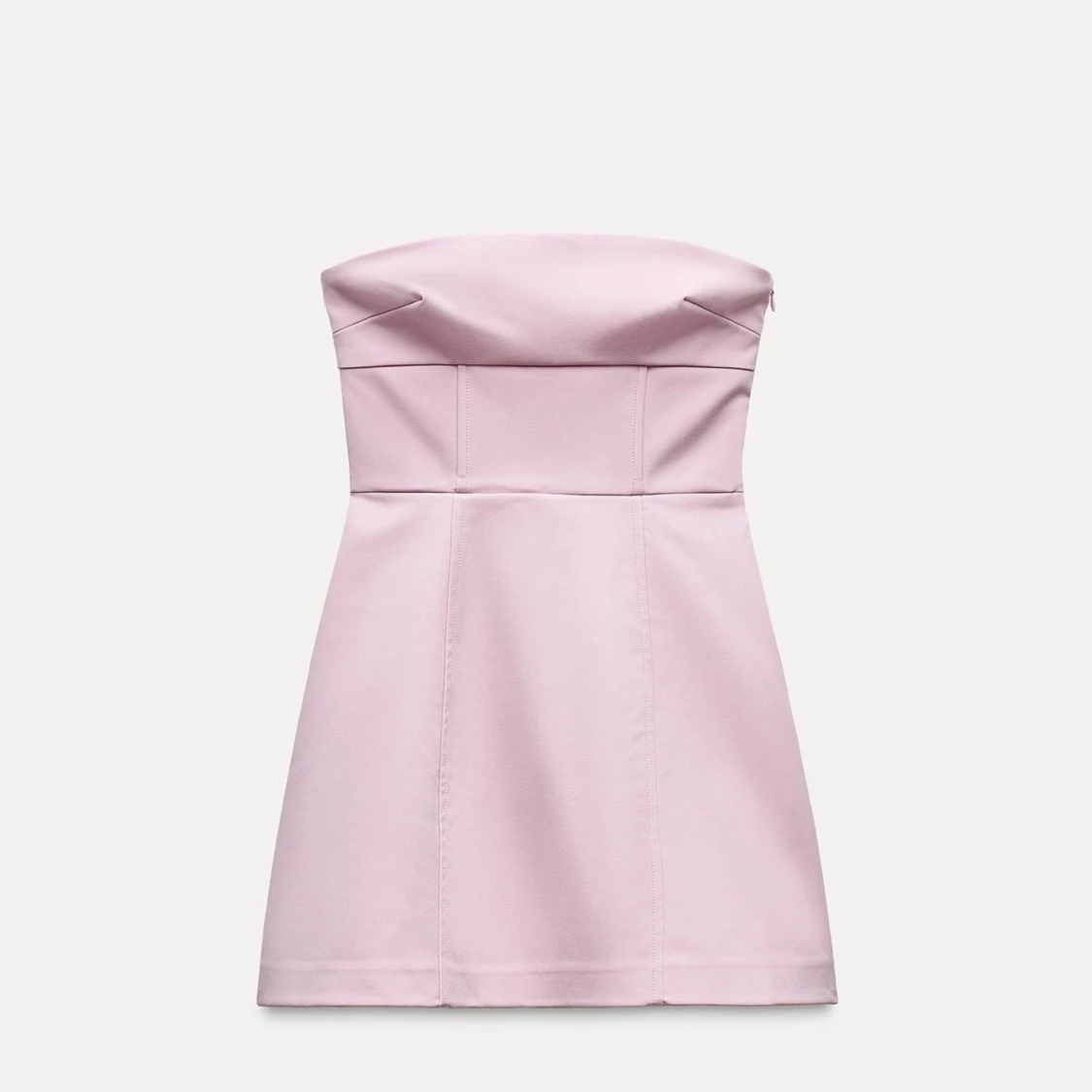 Ljusrosa axelbandslös kort klänning med rosett🎀 - 1