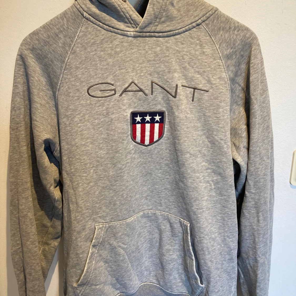 Grå hoodie från GANT med broderad logga