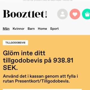 Tillgodobevis på Booztlet - Tillgodobevis på 938,81 SEK att använda på Booztlet. Säljs för 750kr 