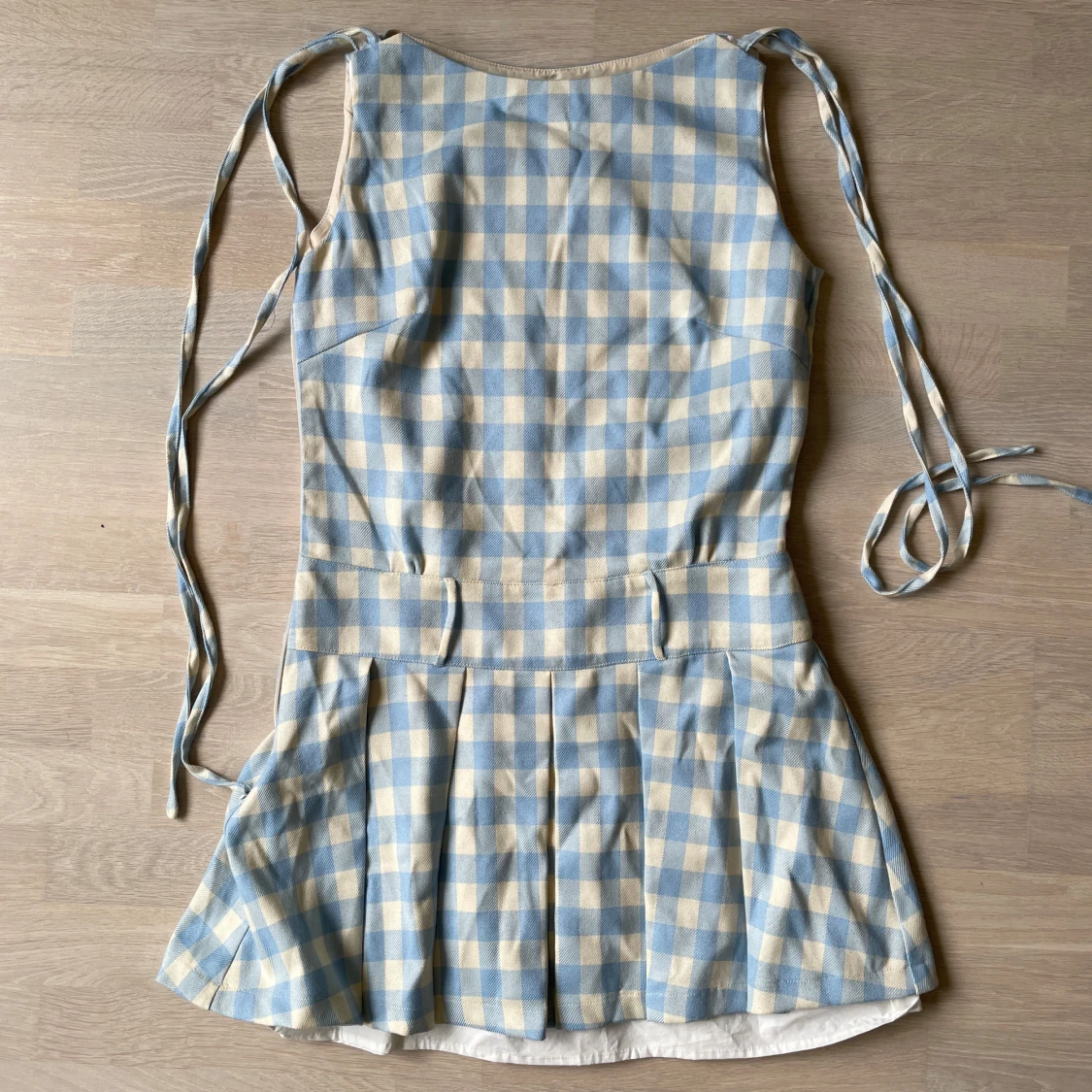 Blåvit rutig kortklänning NS76