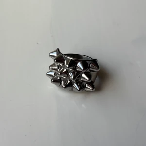 Peak Ring Steel - Cool och chunky ring i rostfritt stål från Edblad. Ringen har en bred design och är täckt med flera spetsiga nitar som ger en edgy och unik look. Perfekt för dig som vill sticka ut och addera lite attityd till din stil. Ringen kostade från början 399kr, men ringen är i väldigt fint skick så att den kostar 299kr nu. Ringen är i storlek S, med 16,8 mm runt. Skriv om ni vill ha fler bilder på den eller har några frågor.
