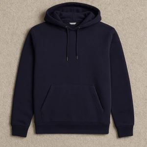 Mörkblå hoodie med huva och ficka - Snygg mörkblå hoodie med klassisk känguruficka och dragsko i huvan. Tröjan har aldrig använts och är i helt nytt skick